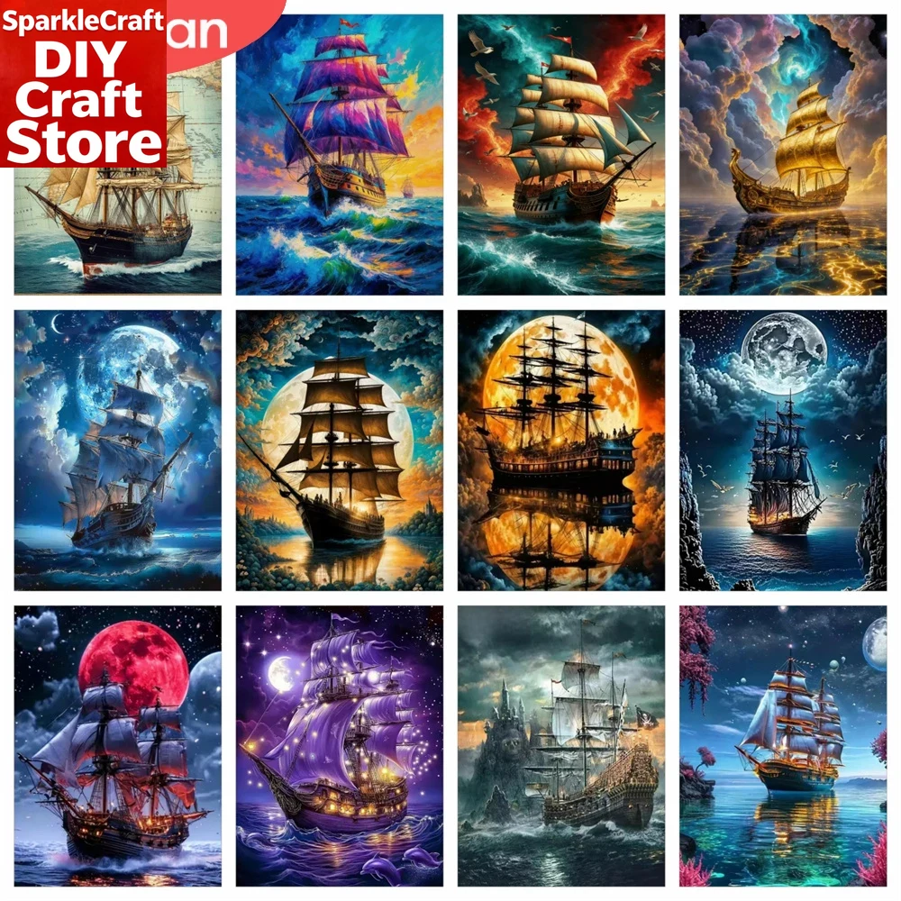 Resin Art Beach - unframe Diamond Painting Novelties 2026 Sailboat