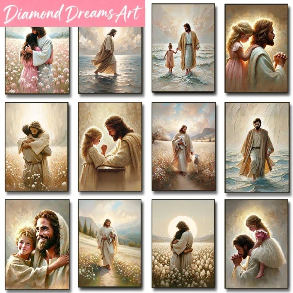 Resin Art Beach - Frameless，Jesus With Woman Christian Posters Savior