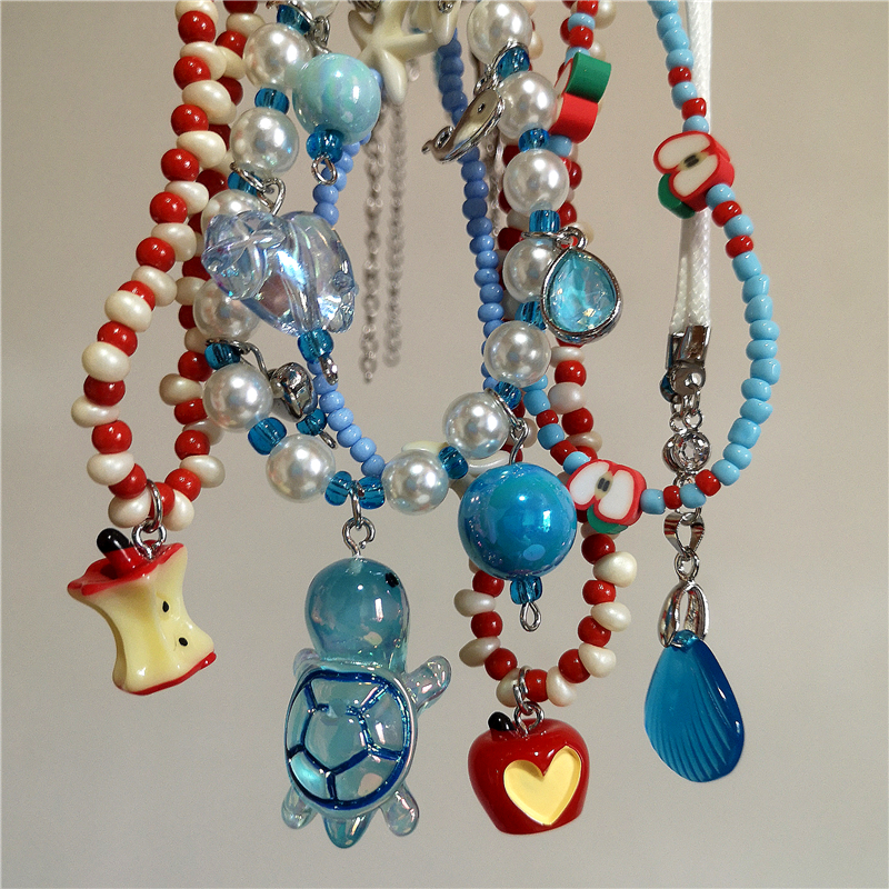 Resin Art Necklace - Y2K Charm Ceramic Cartoon Fish Starfish