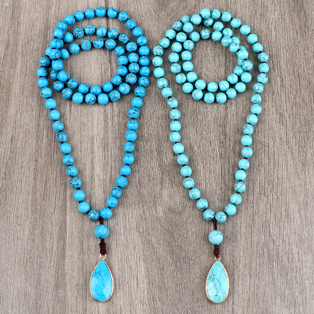 Bohemian Blue Pine Stone Beade - Resin Art Necklace review and price