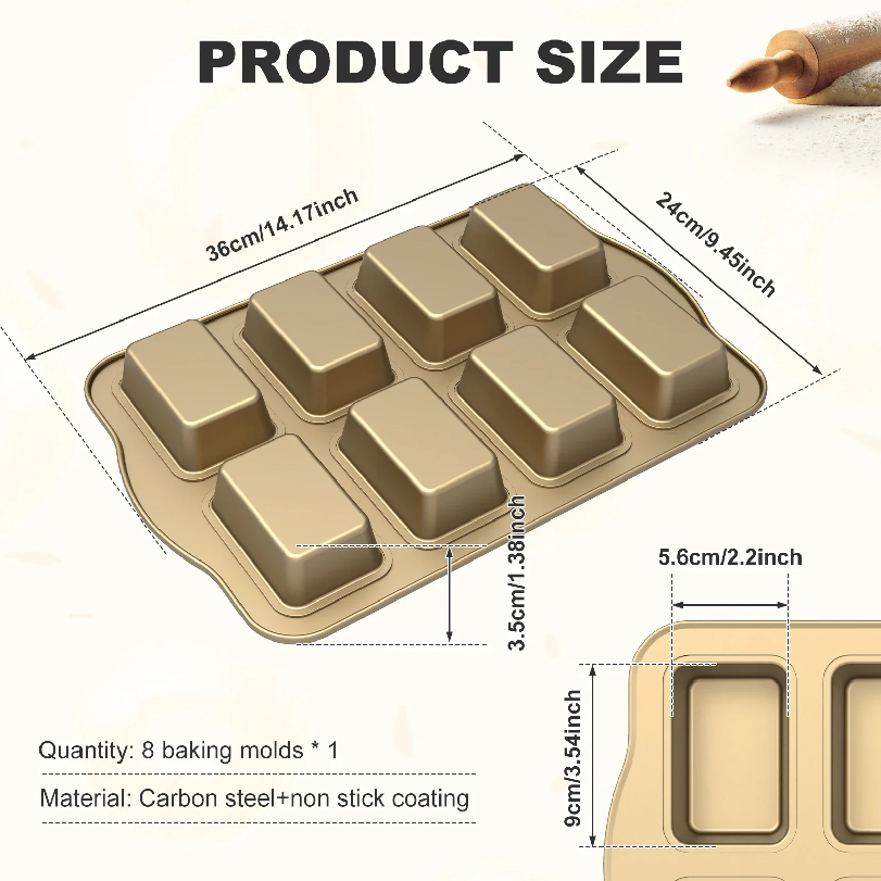 Non Stick Cupcake Cake Pans 8  - Tray Mold Rectangle review and price