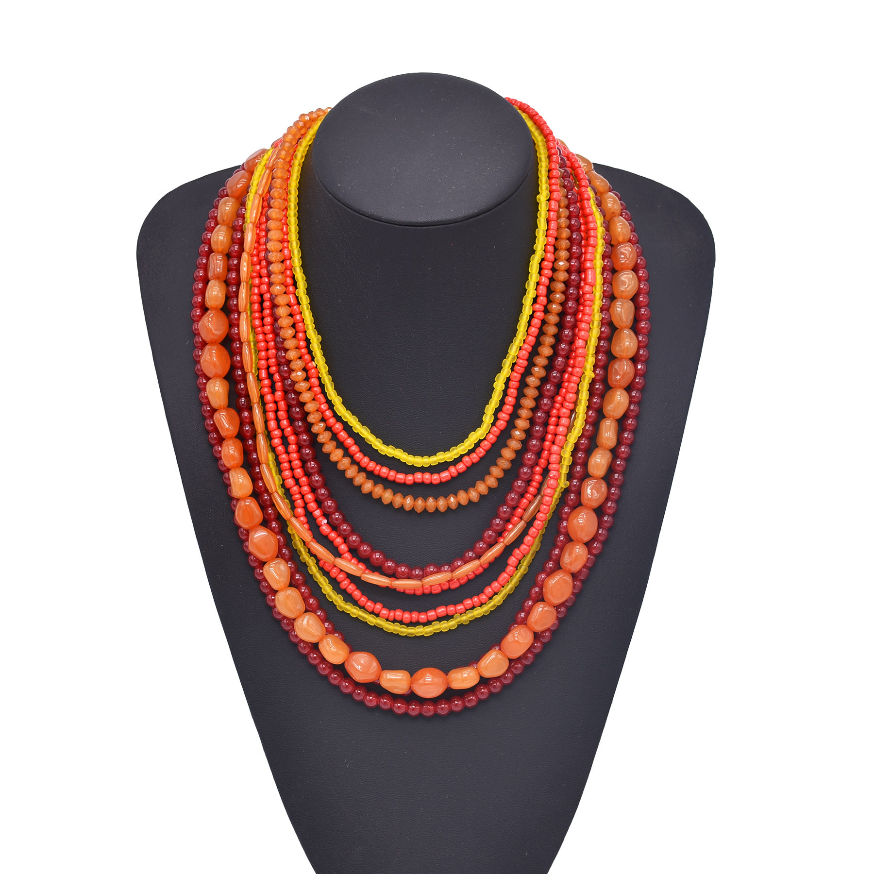 Multi Layer Orange Red Acrylic - Resin Art Necklace review and price