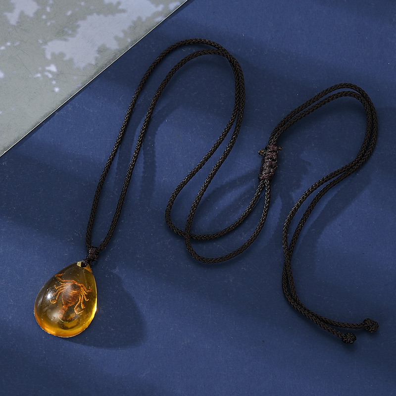 Retro Amber Pendant Necklace F - Resin Art Necklace review and price
