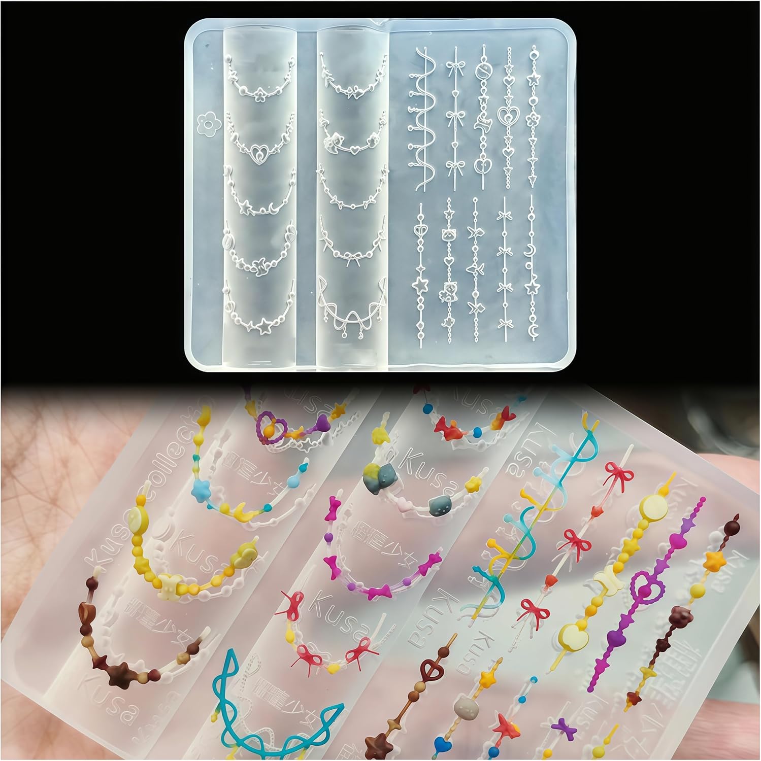 3D Bead Necklace Gel Nail Art  - Resin Art Necklace review and price