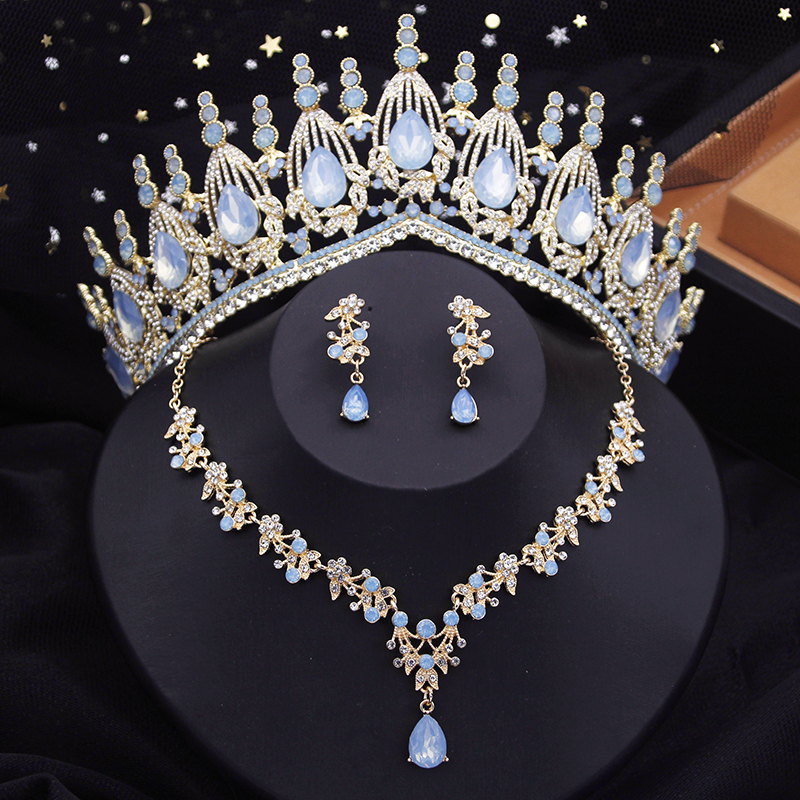 Blue Crown Bridal Jewelry Sets - Resin Art Necklace review and price